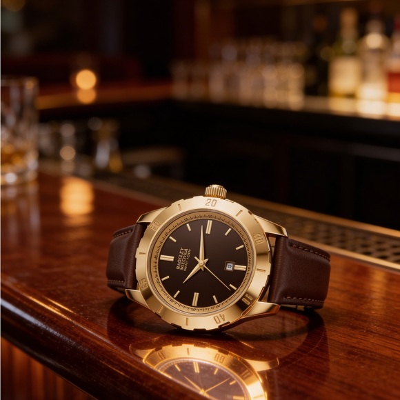 Badgley Mischka New York Men's Gold-Tone Dress Watch - Brown Badgley Mischka New York Men's Gold-Tone Dress Watch - Brown